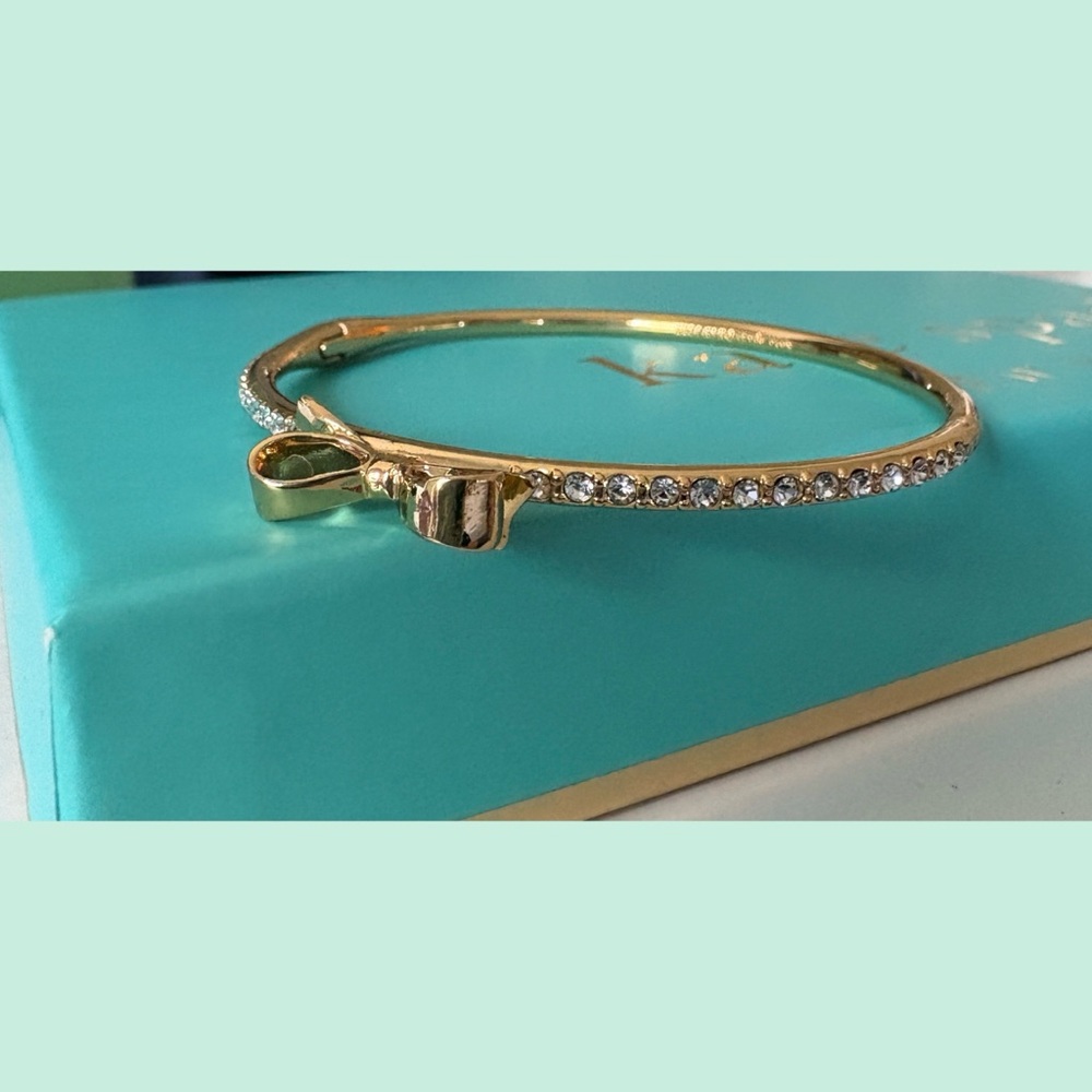 Kate Spade Gold Bow Bangle with Rhinestones